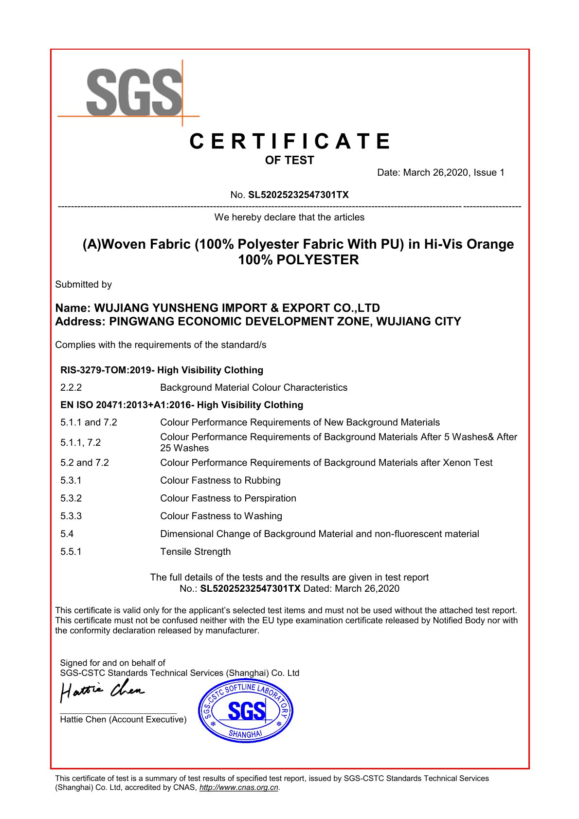 fluor orange - coating of ISO20471